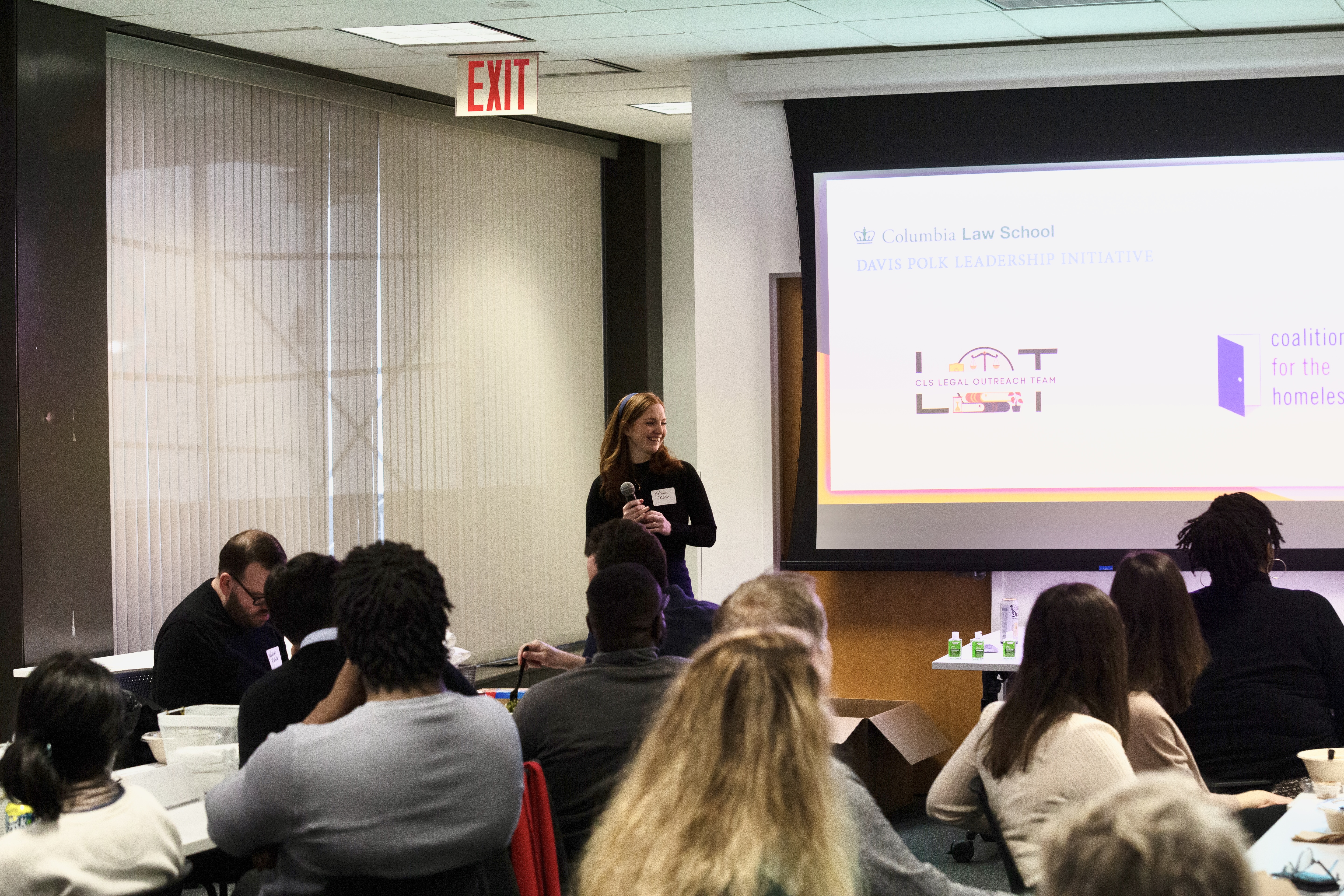 Katelin speaking at the Davis Polk Leadership Initiative community service event