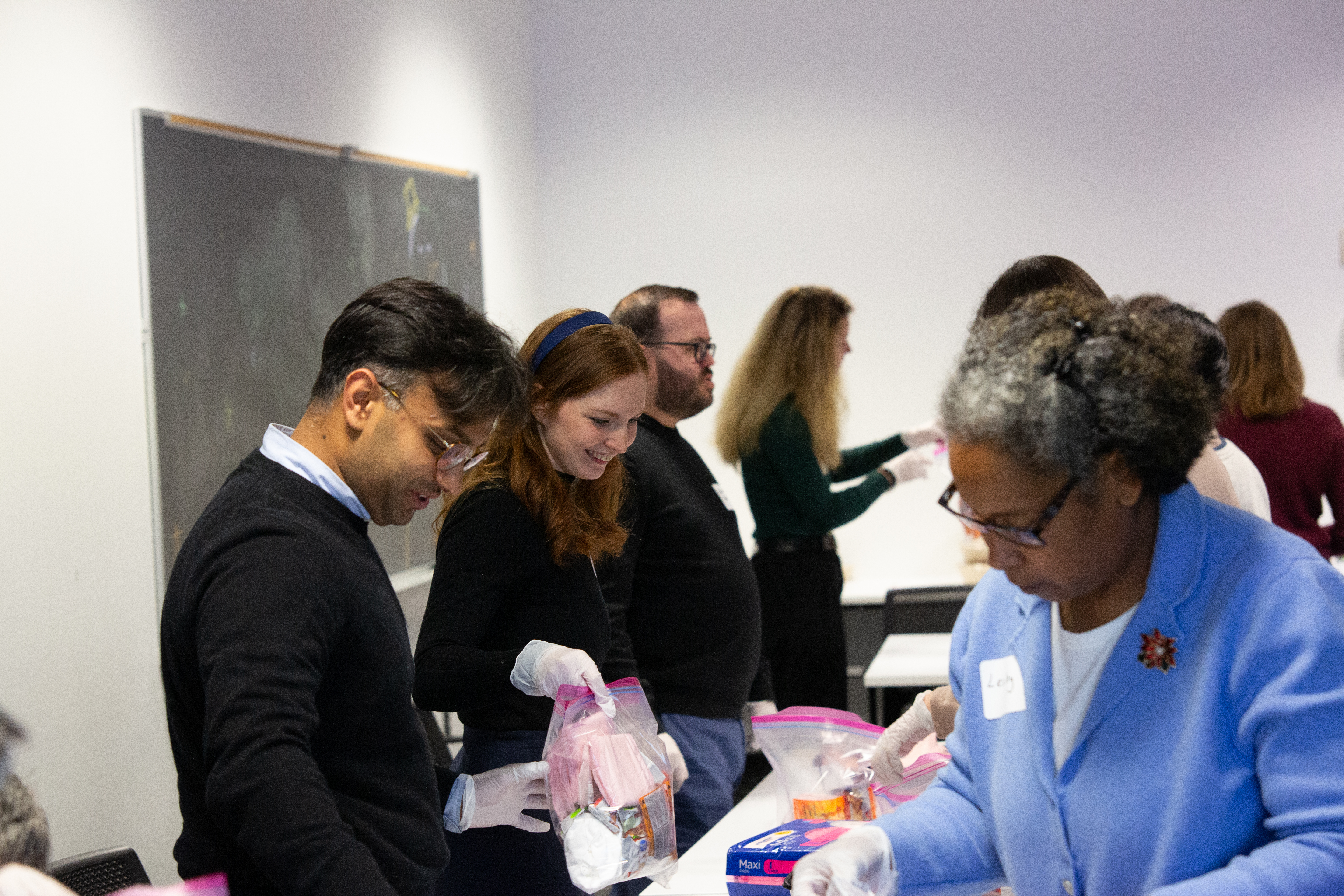 Katelin and colleagues assembling care packages